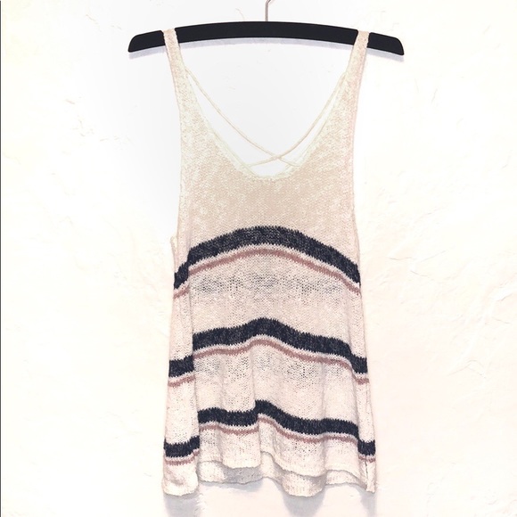 American Eagle Outfitters Tops - AEO Crochet/Knit Tank Top Criss Cross Back Medium